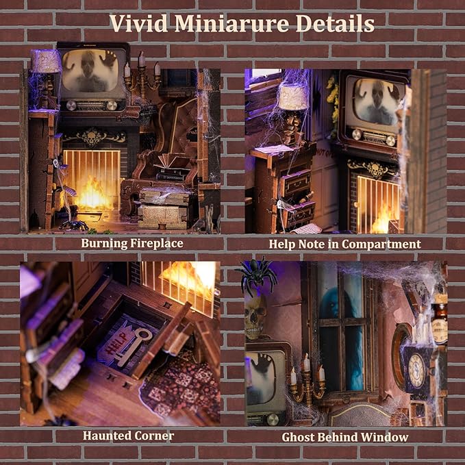 DIY Haunted House Book Nook Kit with LED Lights 🕸️✨ | 3D Miniature Dollhouse Craft for Adults & Teens