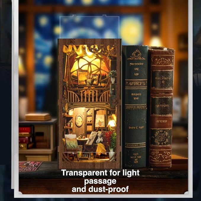 🔮 DIY Haunted House Book Nook Kit – LED 3D Wooden Dollhouse for Adults, Art Deco Miniature Craft Gift with Light 🏛️✨
