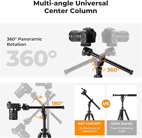 360° Ball Head Tripod | 76" Height, 8kg Load, Rotatable Arm for Overhead Shots ⚡🎥