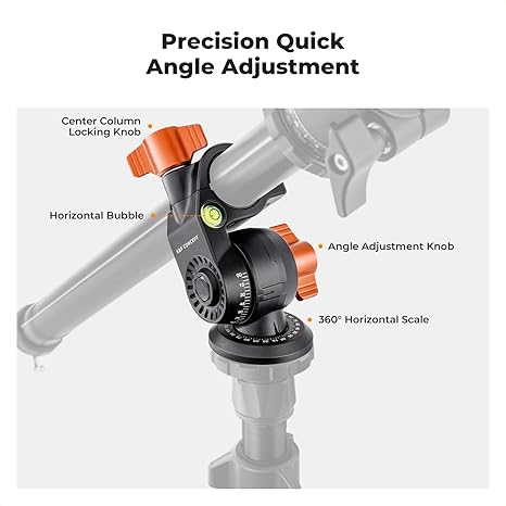 360° Ball Head Tripod | 76" Height, 8kg Load, Rotatable Arm for Overhead Shots ⚡🎥