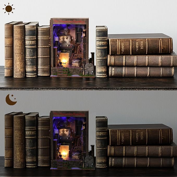 DIY Haunted House Book Nook Kit with LED Lights 🕸️✨ | 3D Miniature Dollhouse Craft for Adults & Teens
