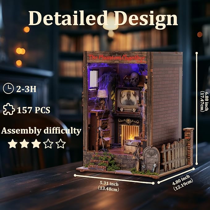 DIY Haunted House Book Nook Kit with LED Lights 🕸️✨ | 3D Miniature Dollhouse Craft for Adults & Teens