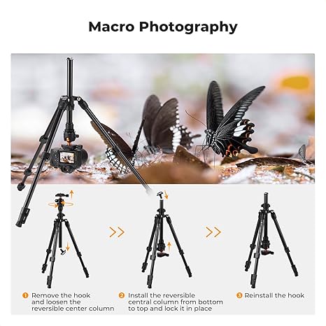 360° Ball Head Tripod | 76" Height, 8kg Load, Rotatable Arm for Overhead Shots ⚡🎥