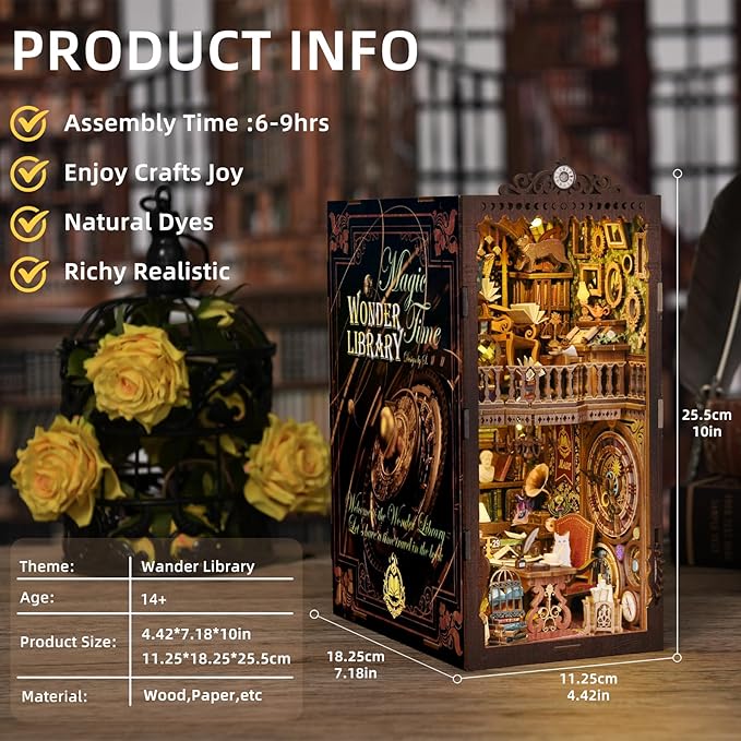 Magic Book Nook DIY Kit ✨ Miniature Library with LED Lights