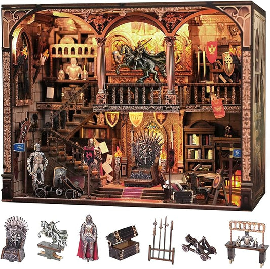 Miniature Book Nook Kit - DIY Tiny House with LED Lights & USB-C Port 🏠✨ | Creative Bookshelf Décor, Mindful Craft Gift for Adults & Teens