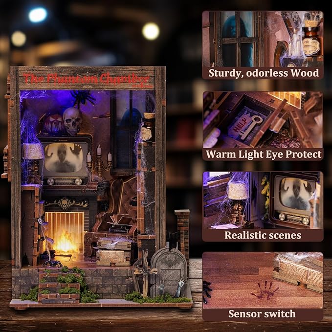 DIY Haunted House Book Nook Kit with LED Lights 🕸️✨ | 3D Miniature Dollhouse Craft for Adults & Teens