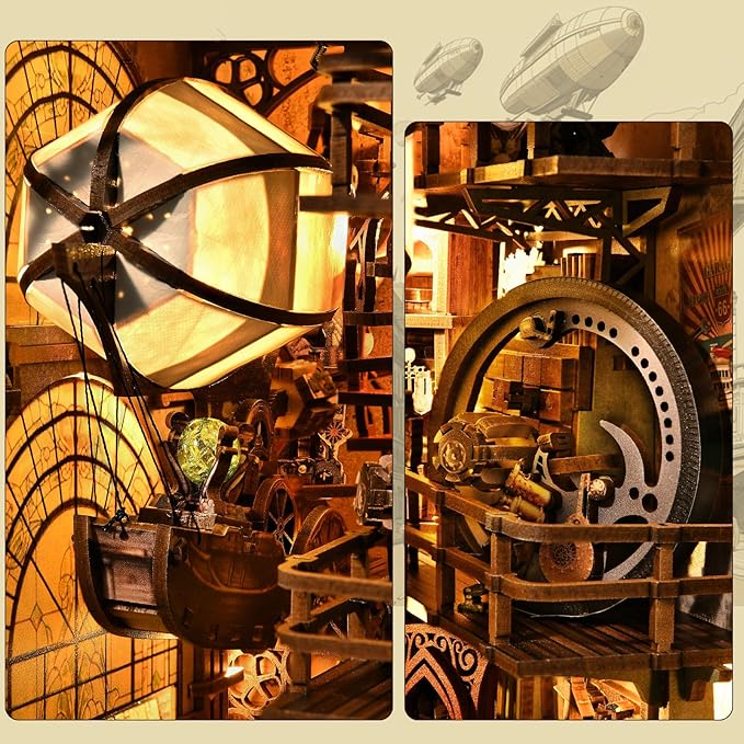 🔦 DIY Book Nook Kit with LED Light – 3D Wooden Puzzle & Miniature Bookshelf Decor for Adults 🏡