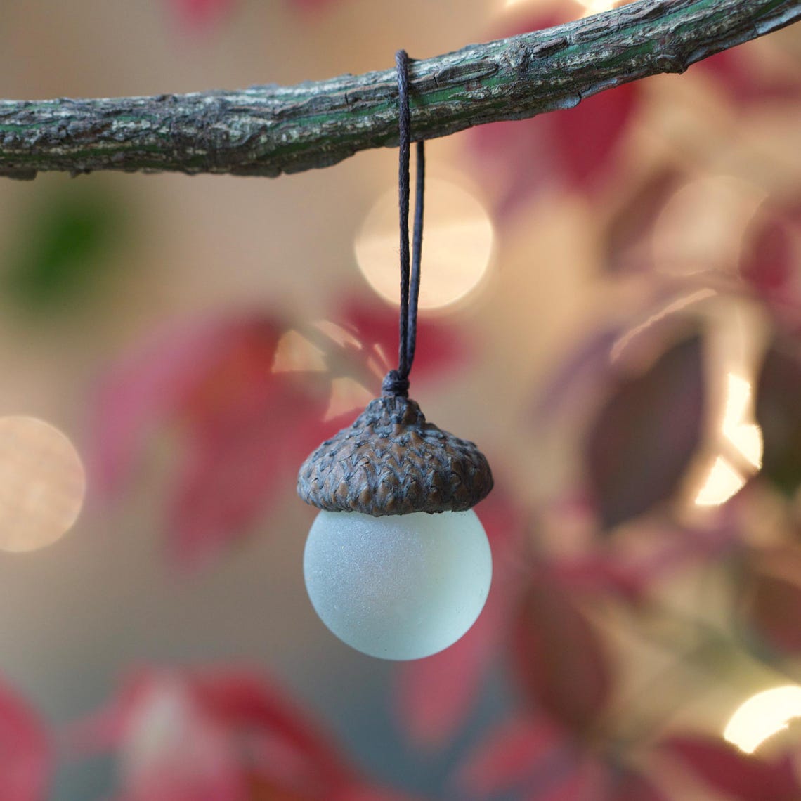 Sea Glass Acorns: NATURAL Cap Decorative Ornaments
