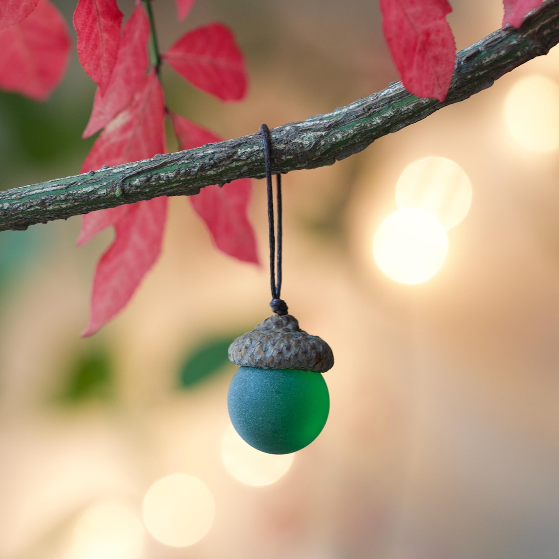 Sea Glass Acorns: NATURAL Cap Decorative Ornaments