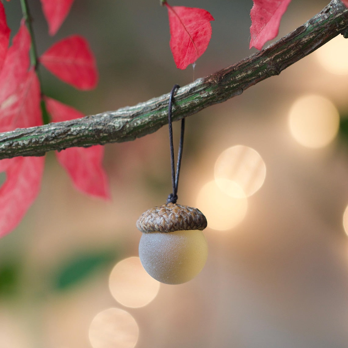 Sea Glass Acorns: NATURAL Cap Decorative Ornaments