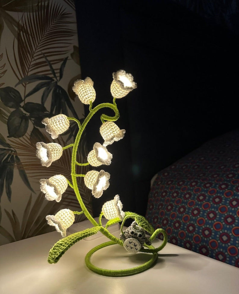 Crochet flower,Muguet,Totoro,Light,Decoration light, Bedroom light, Cozy light, Boho Style lighting gift, Ambient light for Home decor