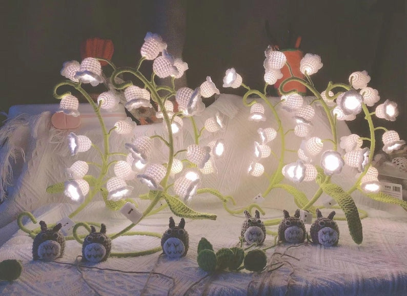 Crochet flower,Muguet,Totoro,Light,Decoration light, Bedroom light, Cozy light, Boho Style lighting gift, Ambient light for Home decor