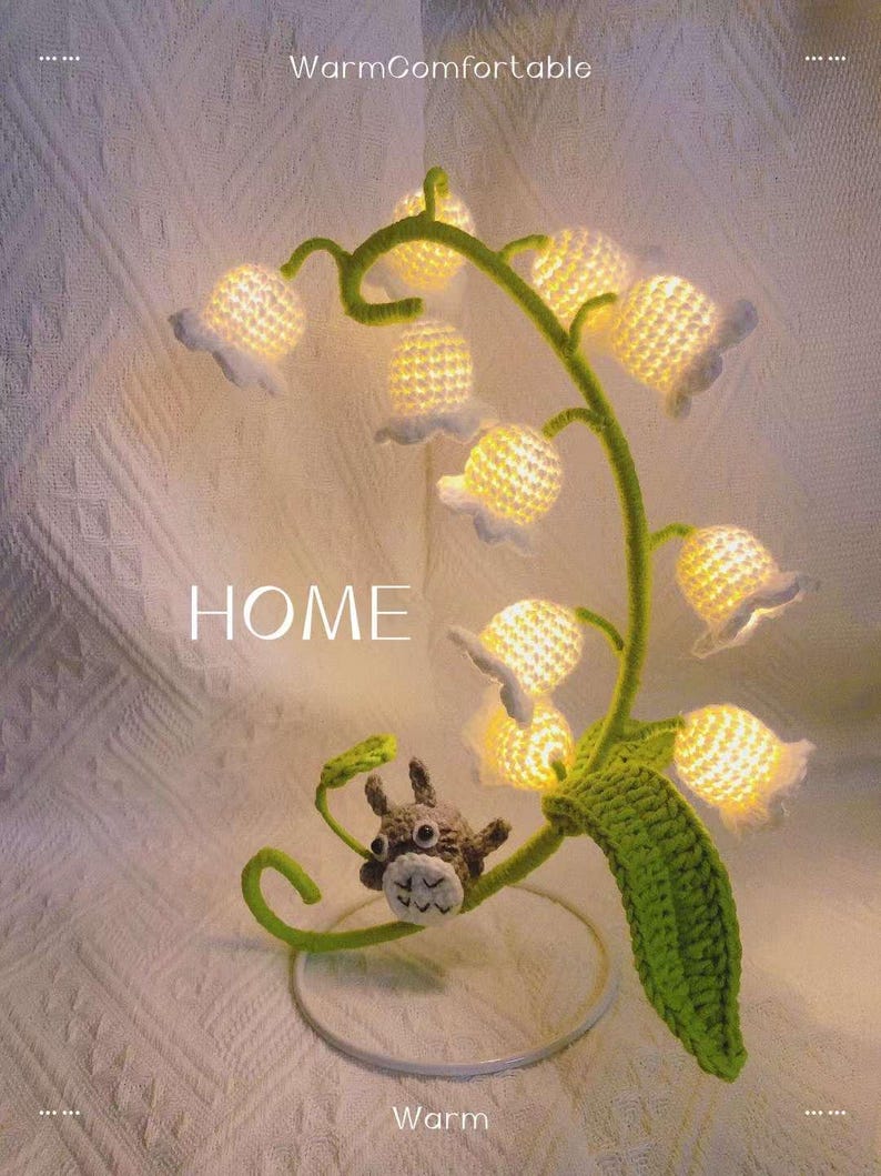 Crochet flower,Muguet,Totoro,Light,Decoration light, Bedroom light, Cozy light, Boho Style lighting gift, Ambient light for Home decor
