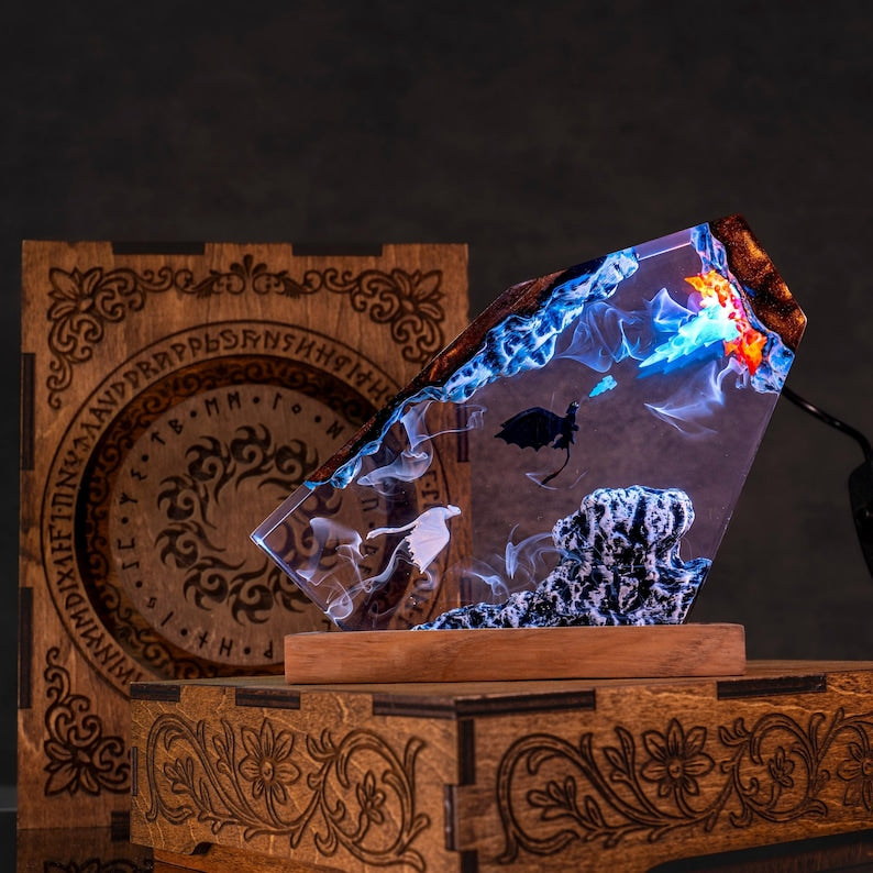 Toothless & Light Fury Resin Lamp